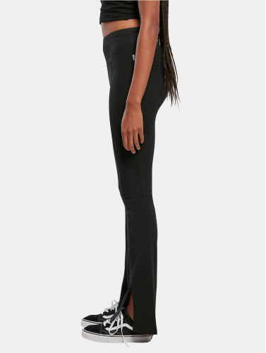 Urban Classics Legging -5XL- Ladies Organic Stretch Jersey Front Slit Zwart