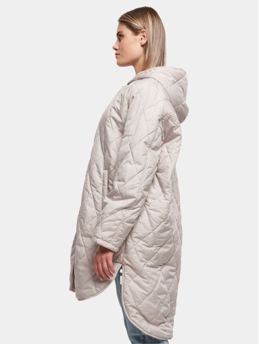 Urban Classics / Zomerjas Ladies Oversized Diamond Quilted Hooded in grijs
