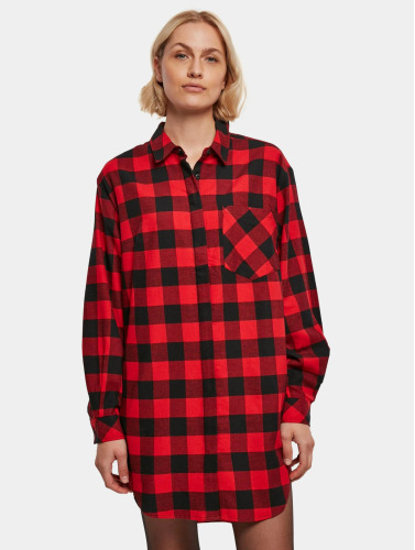 Urban Classics Blouse -5XL- Oversized Check Flannel Zwart/Rood
