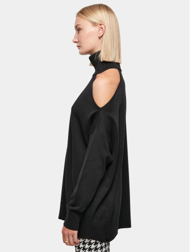 Urban Classics Sweater/trui -XXL- Ladies Cold Shoulder Turtelneck Zwart