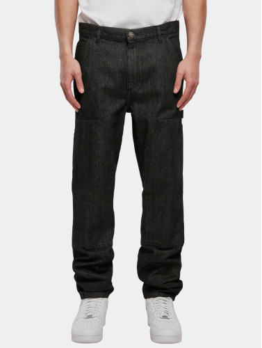 Urban Classics Broek rechte pijpen -Taille, 32 inch- Double Knee Jeans Zwart