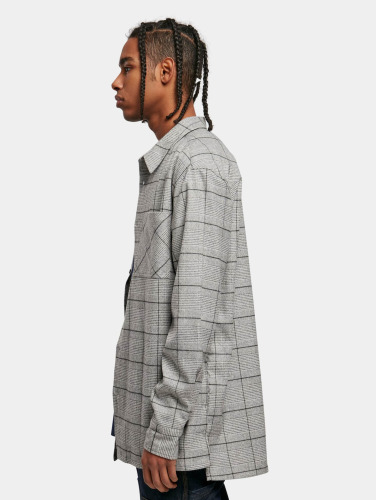 Urban Classics Overhemd -XL- Long Oversized Checked Greyish Grijs/Zwart