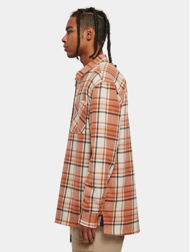 Urban Classics Overhemd -4XL- Long Oversized Checked Leaves Rood