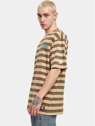 Starter Black Label Heren Tshirt -XL- Look for the Star Striped Oversize Beige