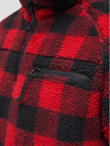 Urban Classics Sweater/trui -3XL- Teddyfleece Troyer Rood/Zwart