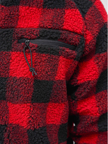 Urban Classics Vest met capuchon -7XL- Teddyfleece Rood/Zwart