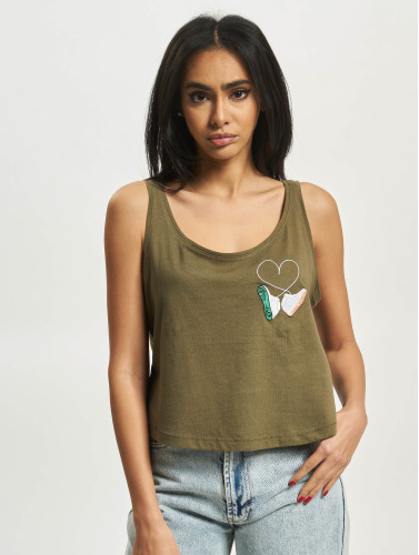 Mister Tee Mouwloze top -S- Ladies Kicks Love EMB Tank olive Olijfgroen