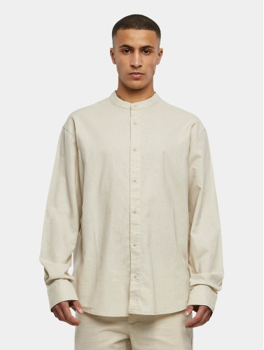 Urban Classics / overhemd Cotton Linen Stand Up Collar in khaki