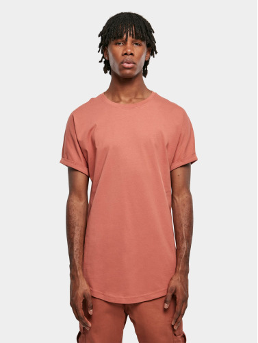 Urban Classics Heren Tshirt -S- Long Shaped Turnup Oranje
