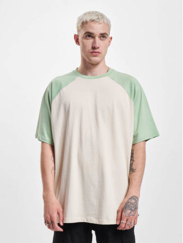 Urban Classics Heren Tshirt -5XL- Organic Oversized Raglan Creme/Groen