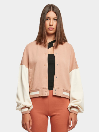 Urban Classics College jacket -S- Oversized 2 tone Roze/Creme