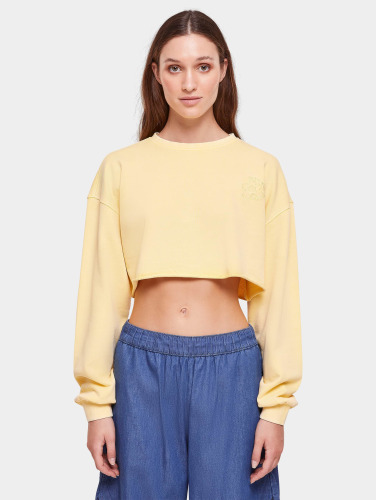 Urban Classics Crewneck sweater/trui -M- Cropped Flower Embroidery Terry Geel