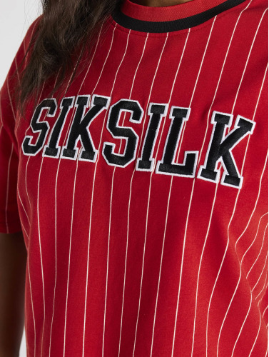 Sik Silk / t-shirt Baseball Stripe in rood