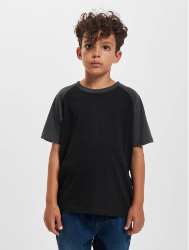Urban Classics Kinder Tshirt -Kids 134/140- Raglan Contrast Zwart/Grijs