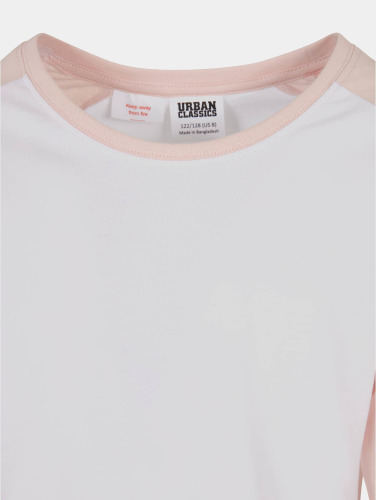 Urban Classics Kinder Longsleeve shirt -Kids 146/152- Girls Contrast Raglan Wit/Roze