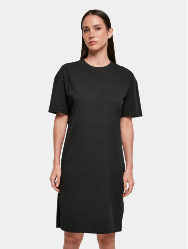 Build Your Brand / jurk Ladies Organic Oversized Slit Tee in zwart