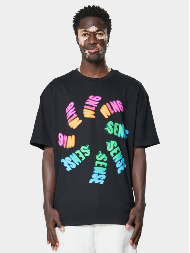 9N1M SENSE / t-shirt Rainbow Logo in zwart