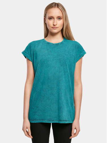 Build Your Brand / t-shirt Ladies Acid Washed Extended Shoulder in turquois