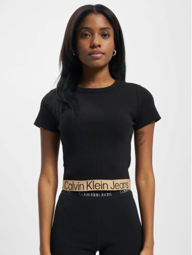 Calvin Klein / t-shirt Logo Tape Rib Short Sleeves in zwart