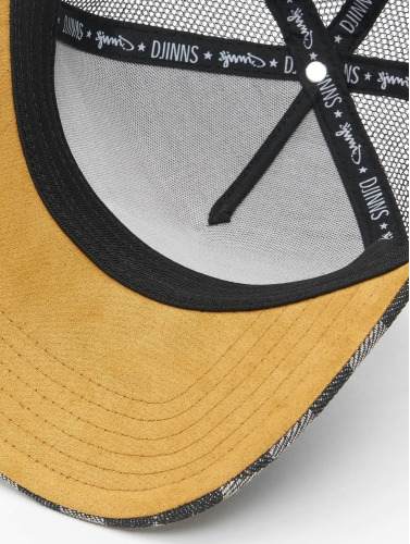 Djinns / trucker cap HFT Denim Check in zwart