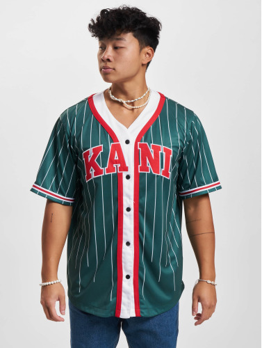 Karl Kani / overhemd Serif Pinstripe Baseball in groen