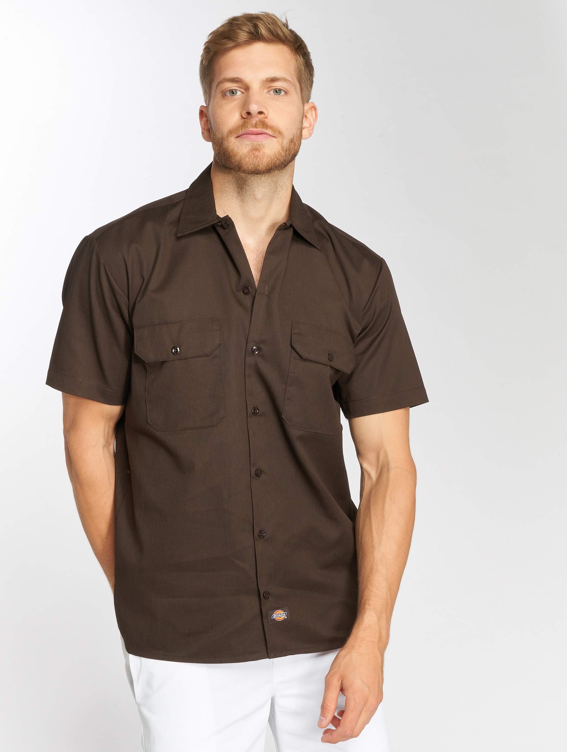 camisa marron hombre