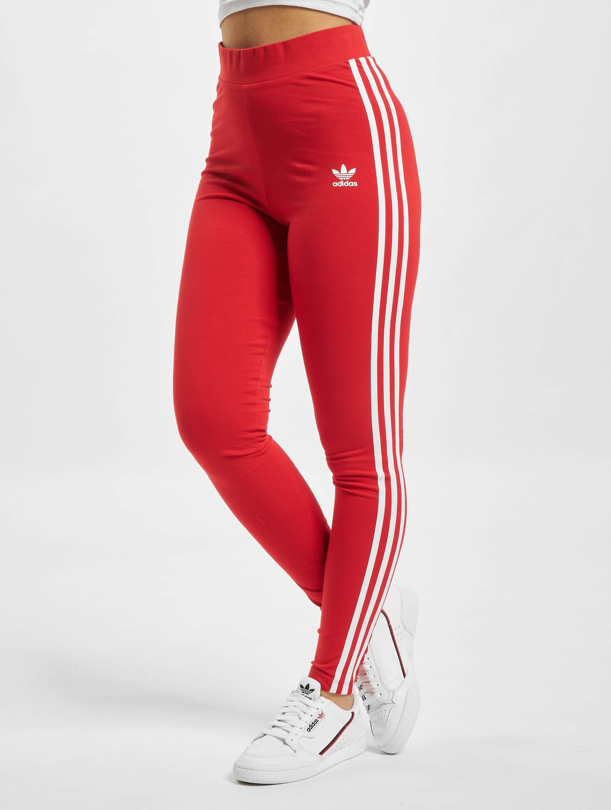 ik draag kleding Absorberend aanpassen adidas Originals broek / Legging 3 Stripes in rood 806241