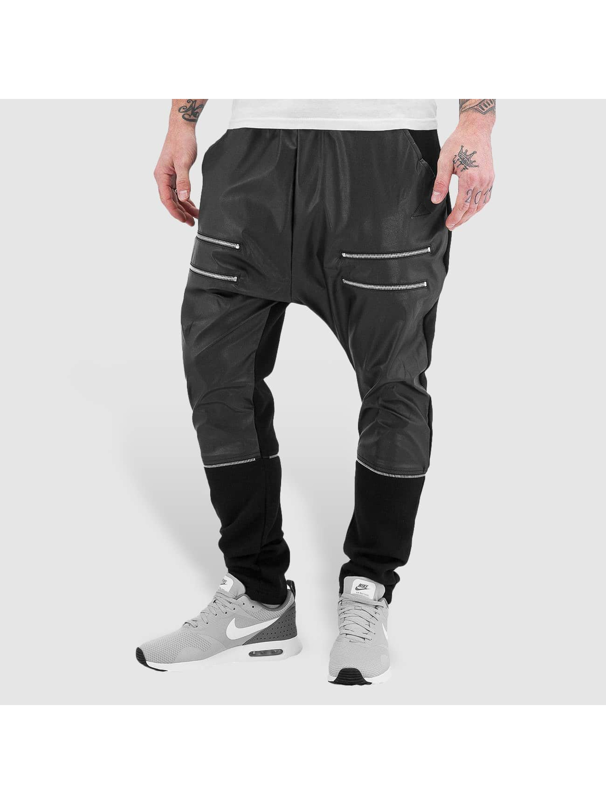 Jogginghose Zip Leather in schwarz