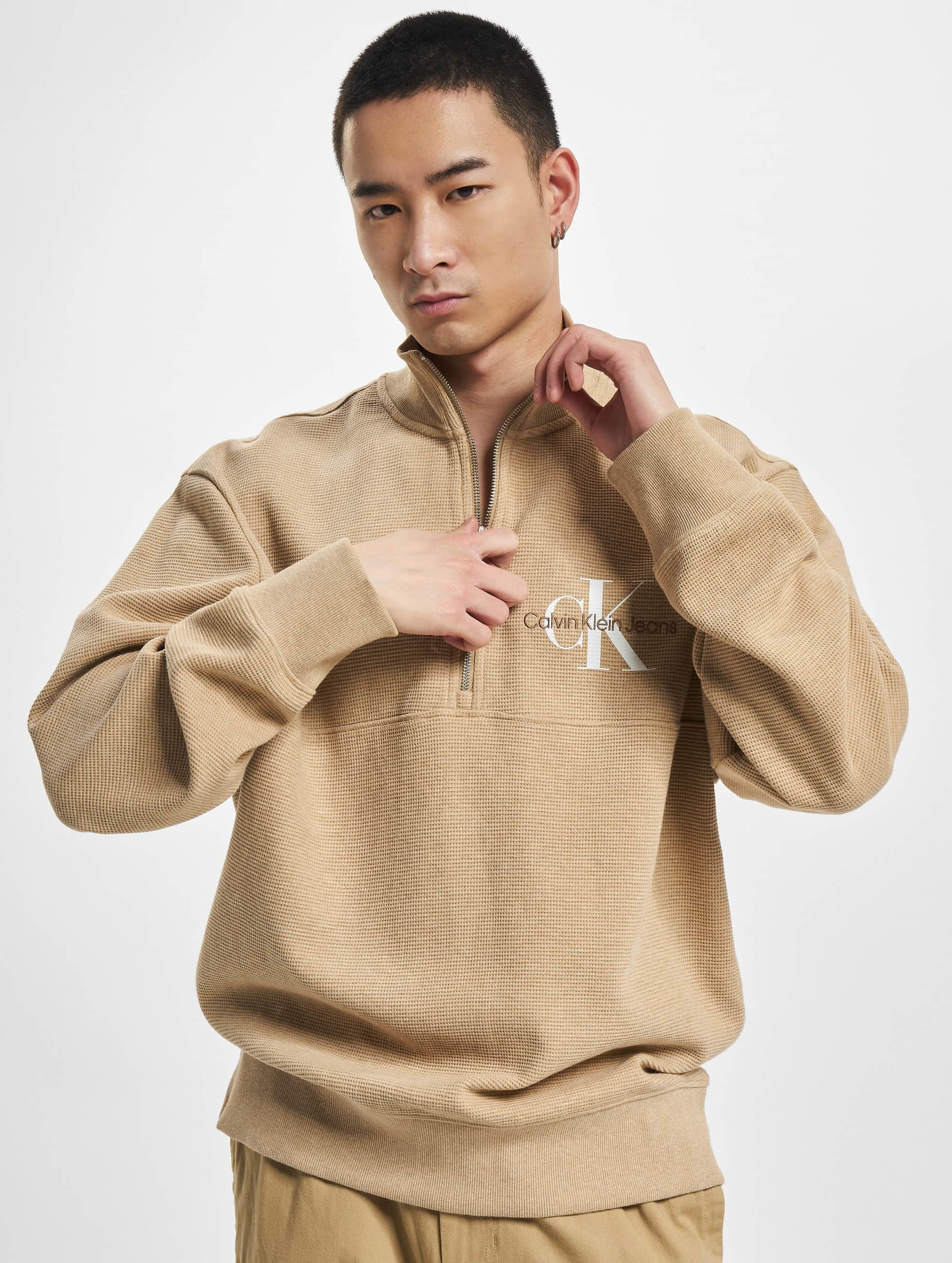 Calvin Klein Overwear / Pullover Monologo Waffle in beige 971443 Calvin Klein Overwear / Pullover Monologo Waffle in beige 971443