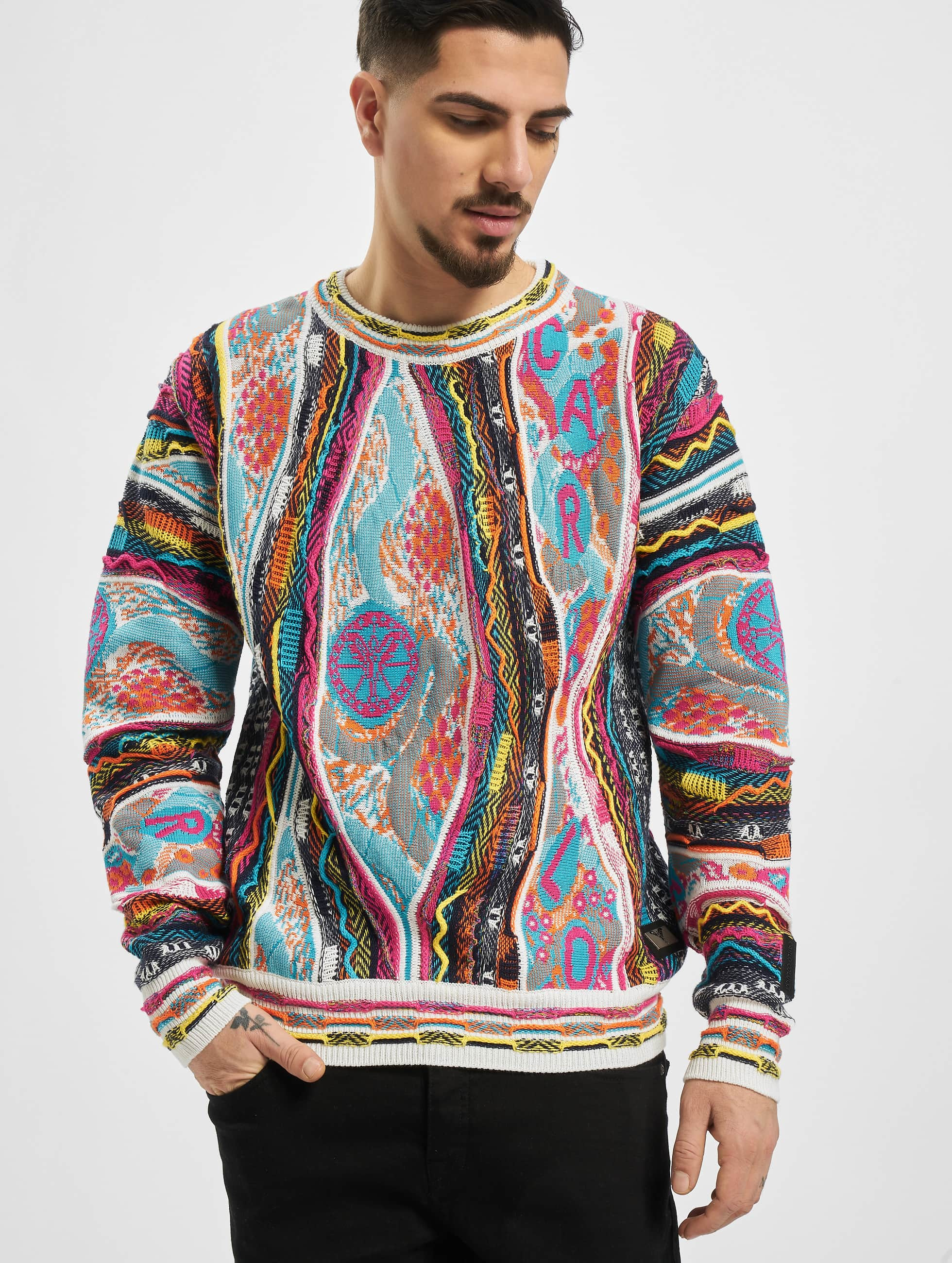 Carlo Colucci Herren Pullover Jacquard in bunt 803509