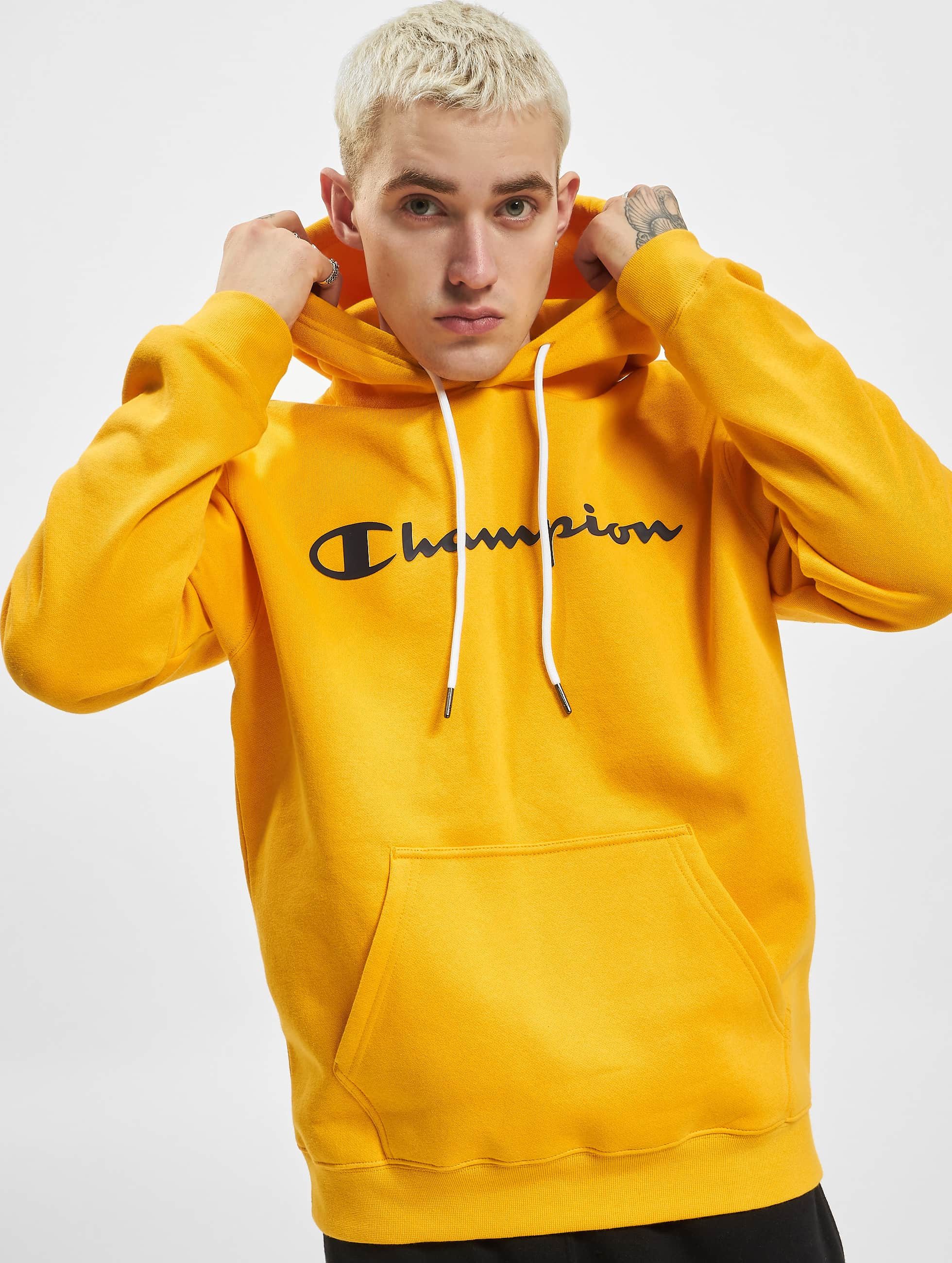 Champion Reverse Weave Script Logo Hoody Yellow (NZ) |