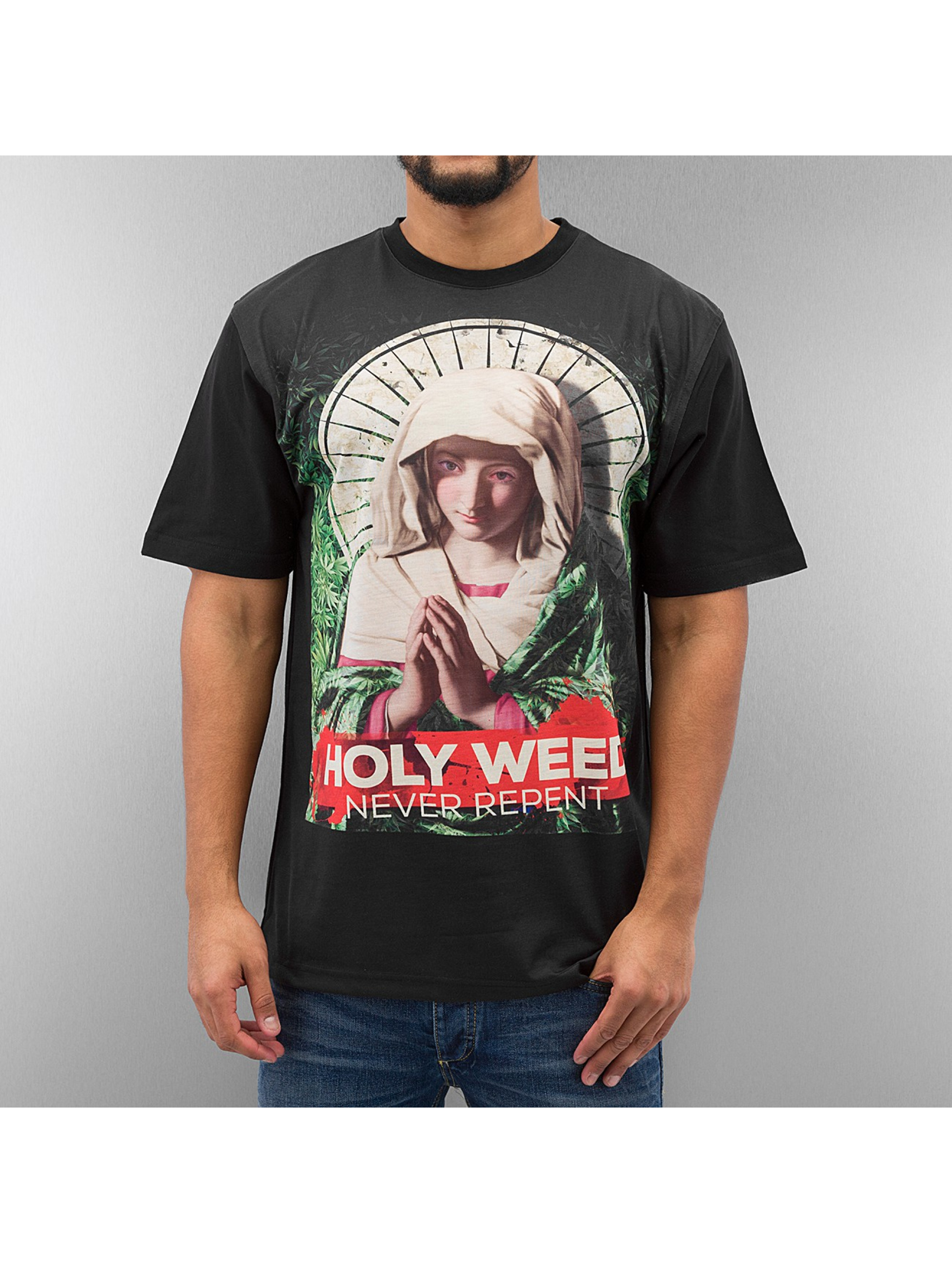 T-Shirt Holy Weed in schwarz