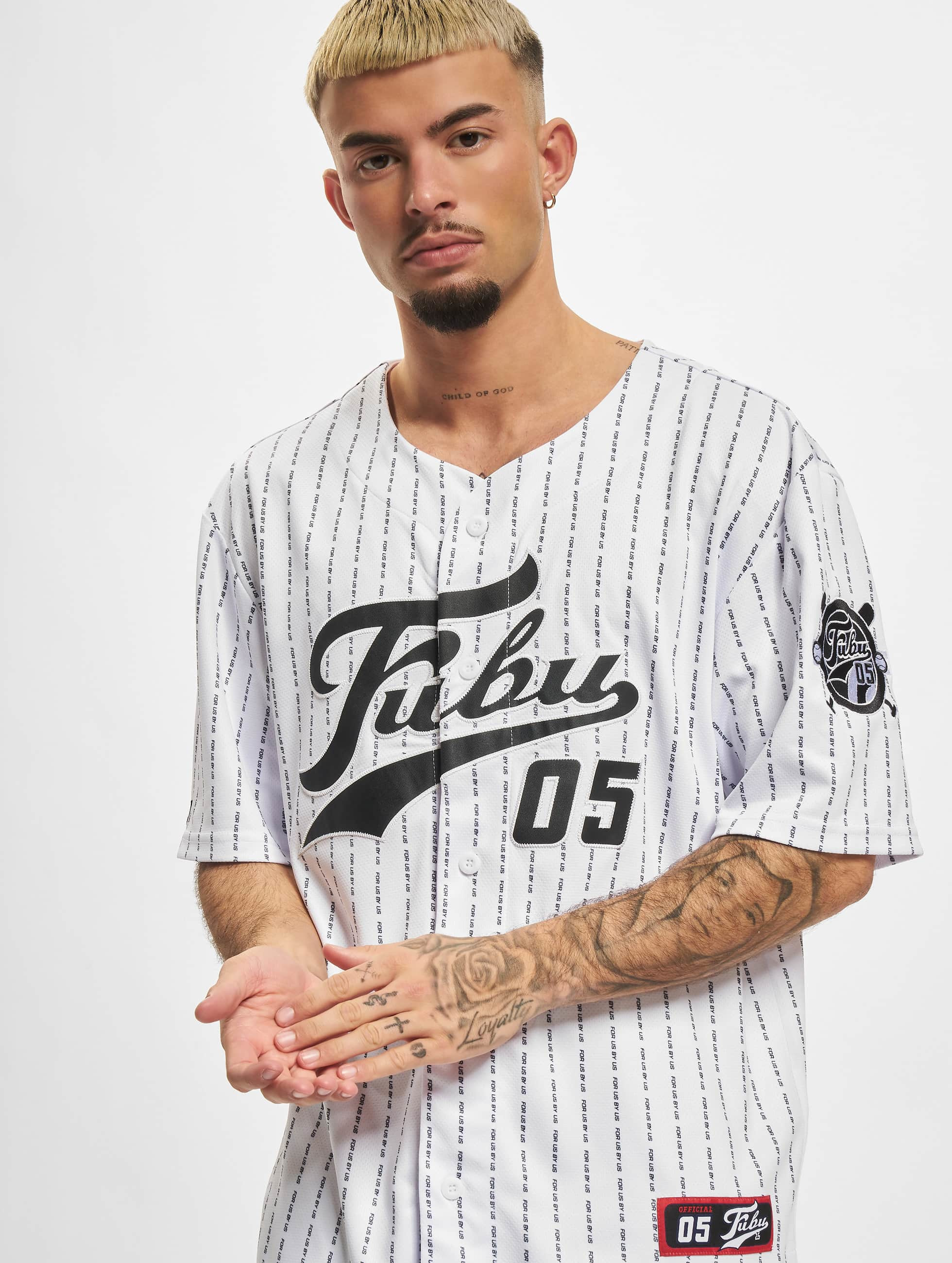Fubu Overwear / Pinstripe Baseball Jersey in white 878455