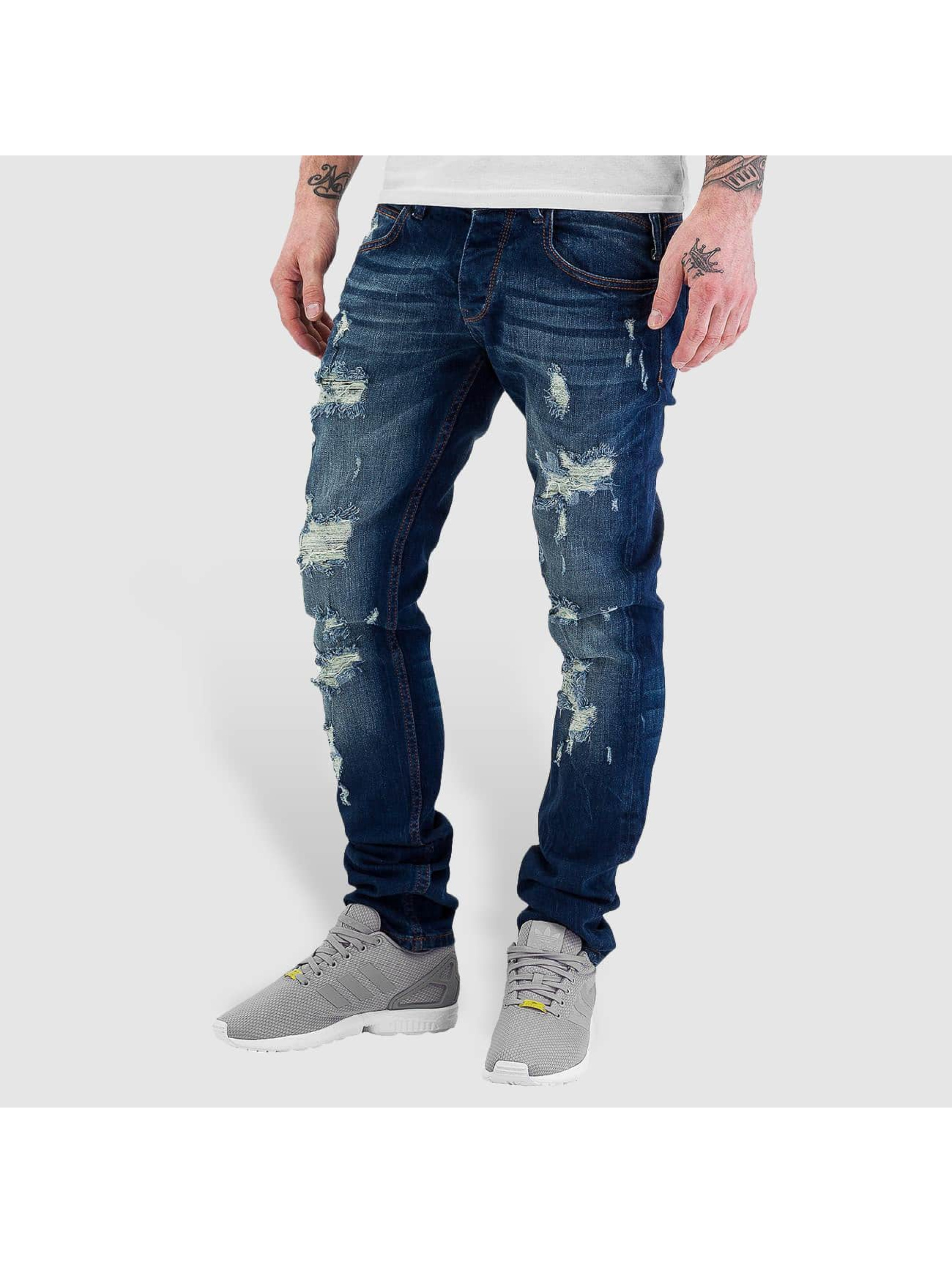 Straight Fit Jeans Destroyed in blau