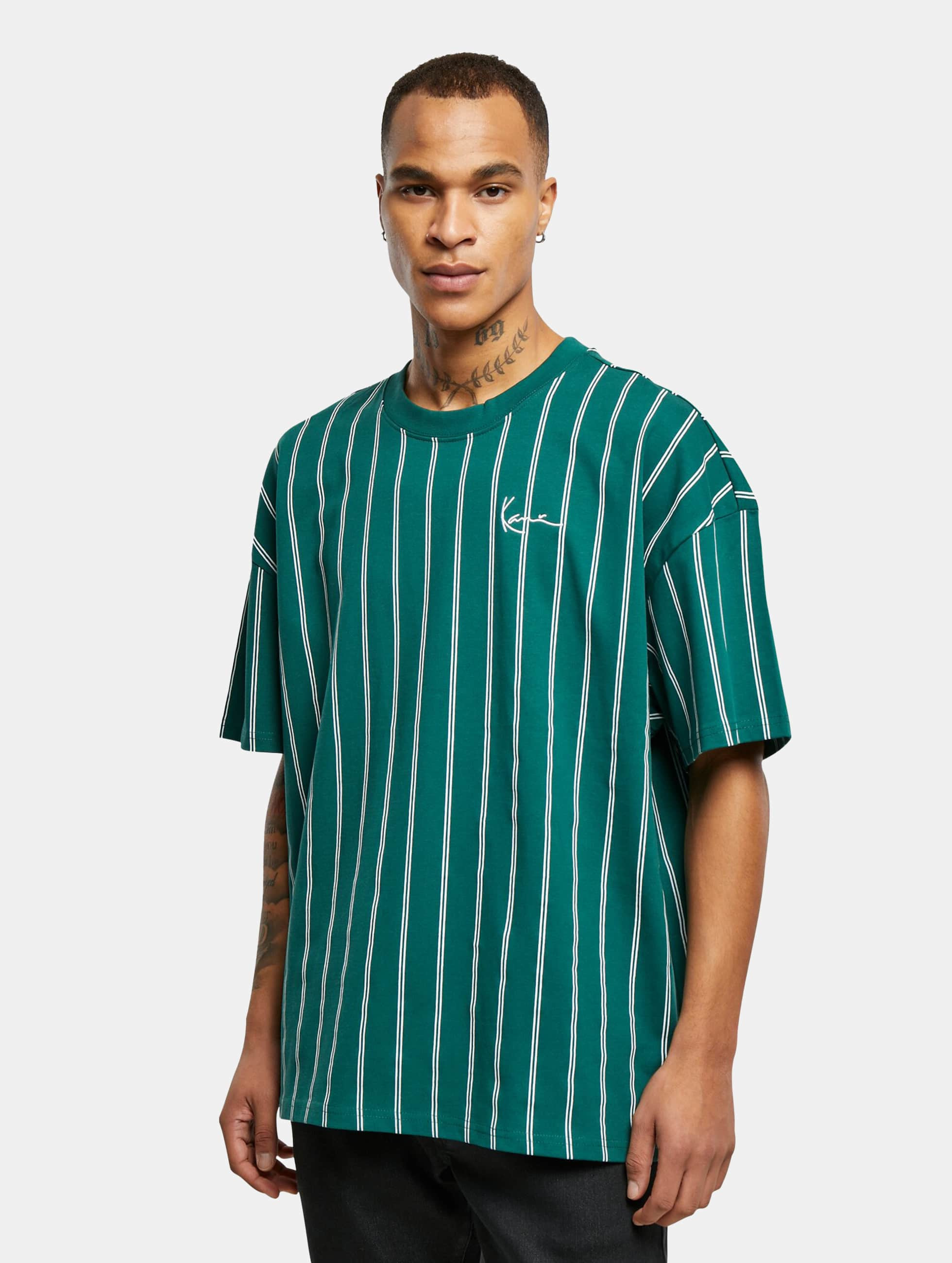 Karl Kani Ropa superiór / Camiseta Chest Signature Boxy Heavy Jersey  Pinstripe en verde 959014
