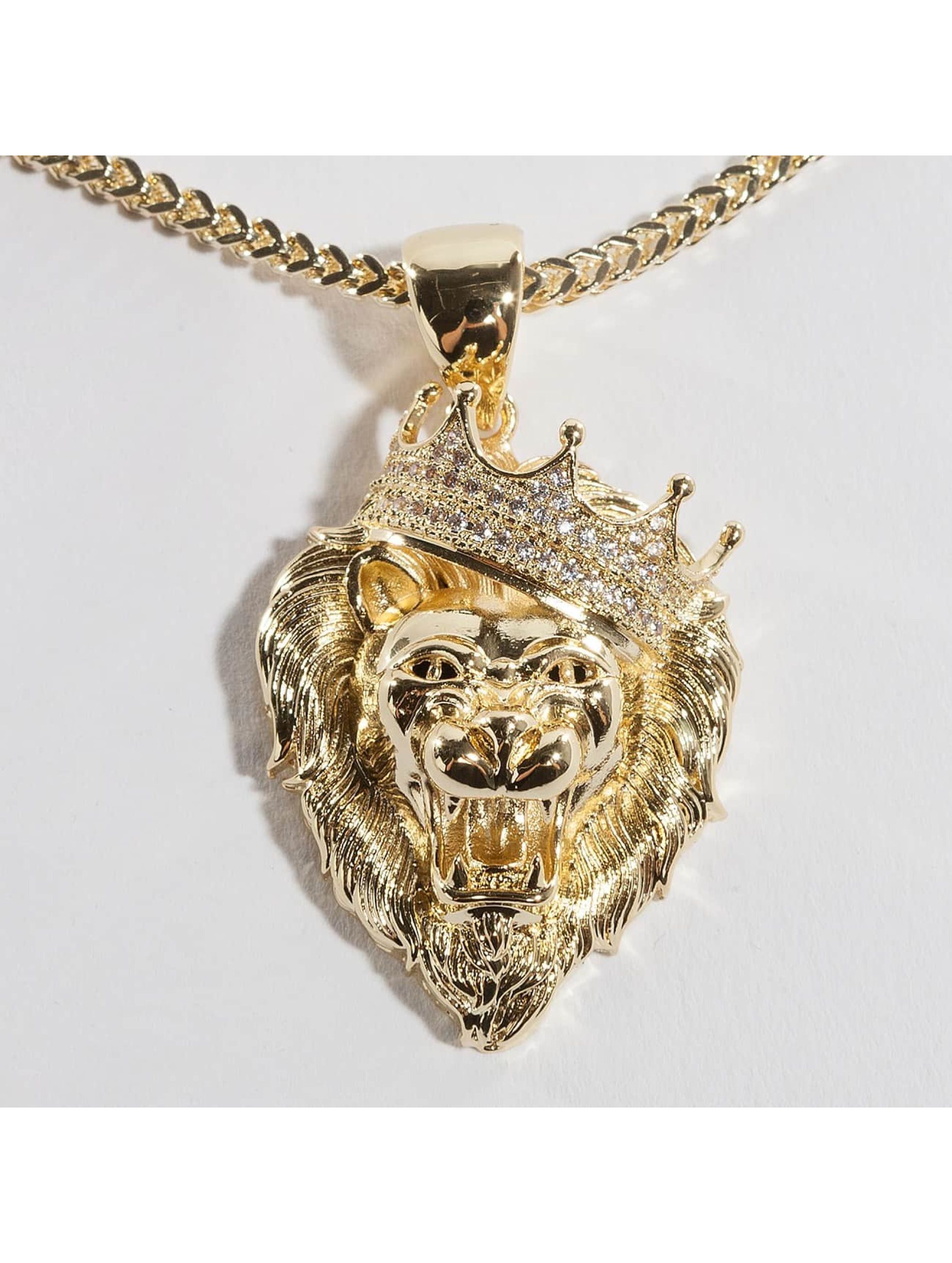  Delen KING ICE ketting Gold_Plated CZ Roaring Lion - goud