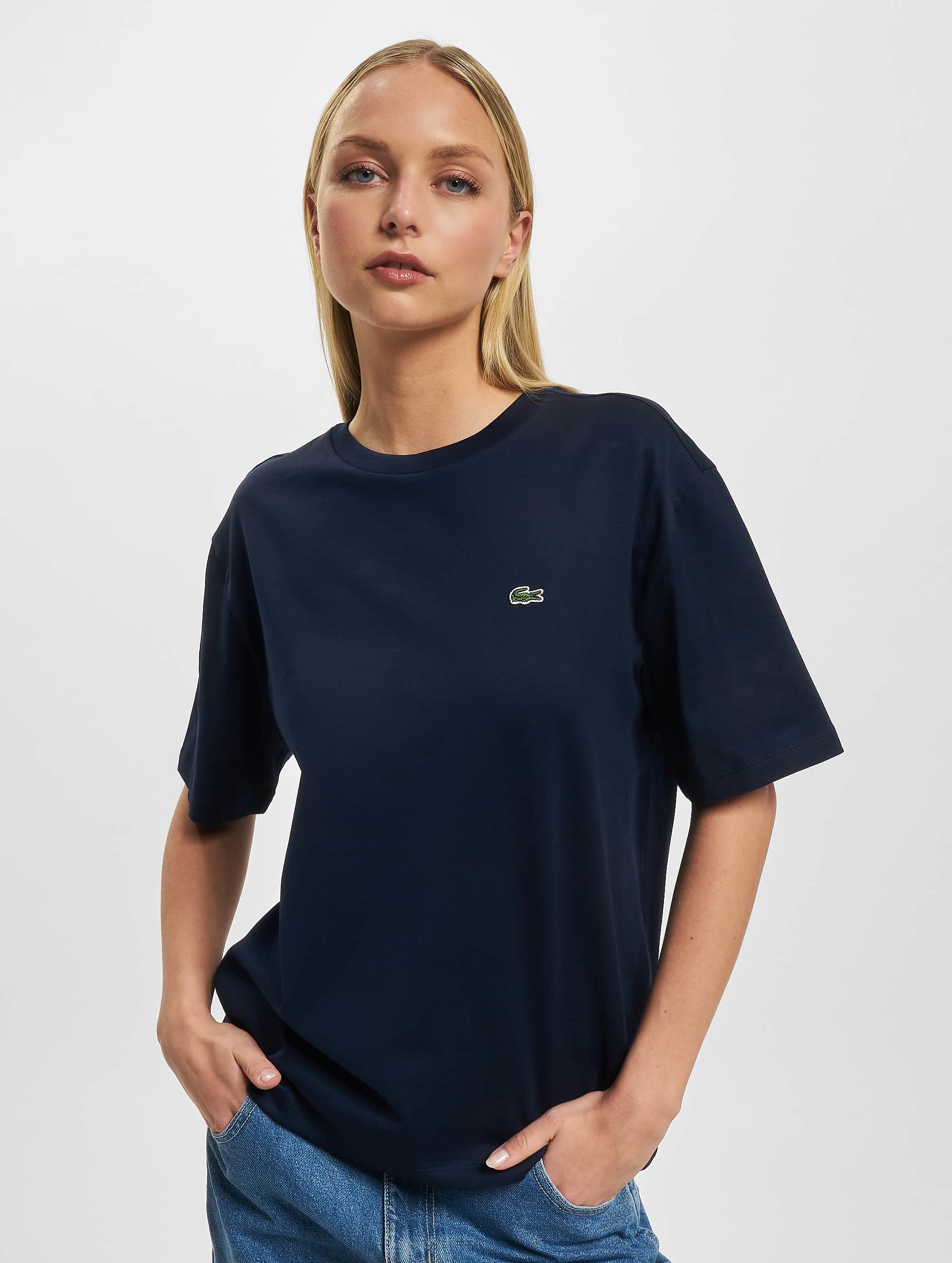 Berigelse enestående smøre Lacoste Damen T-Shirt Basic in blau 989766