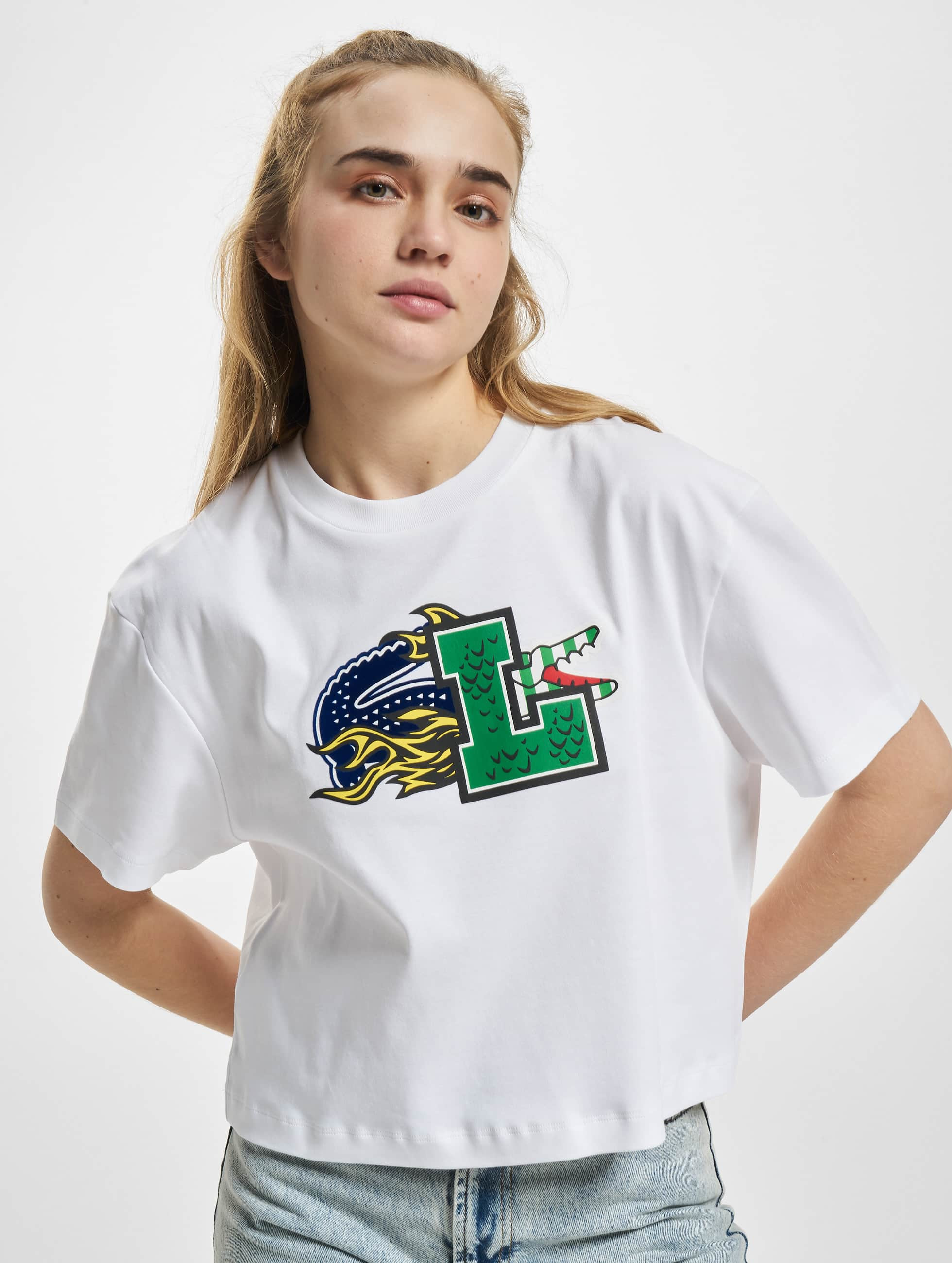 bud opdragelse vant Lacoste Damen T-Shirt Big Logo in weiß 973957