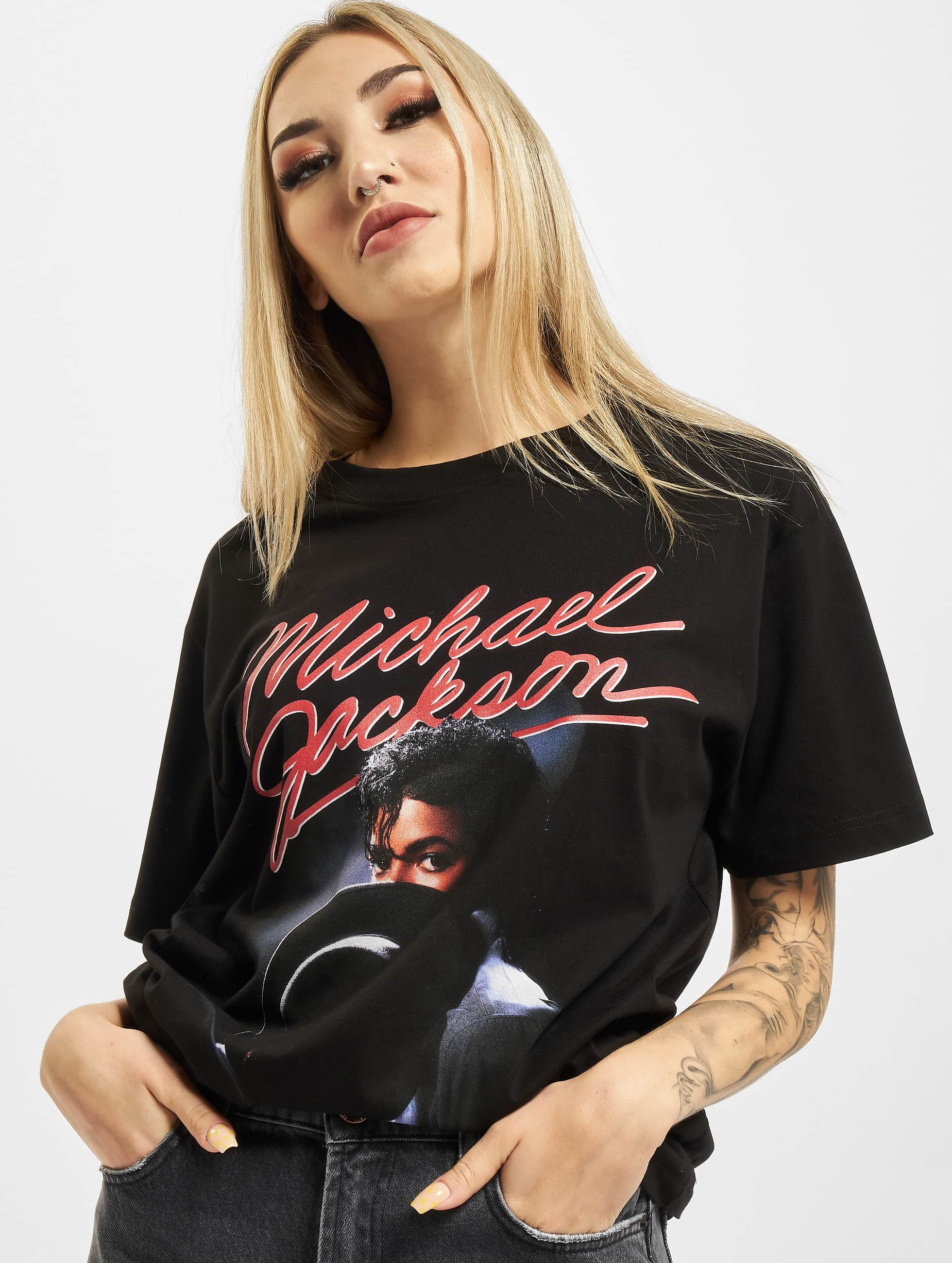Kilómetros huella Caprichoso Merchcode Ropa superiór / Camiseta Ladies Michael Jackson en negro 847300