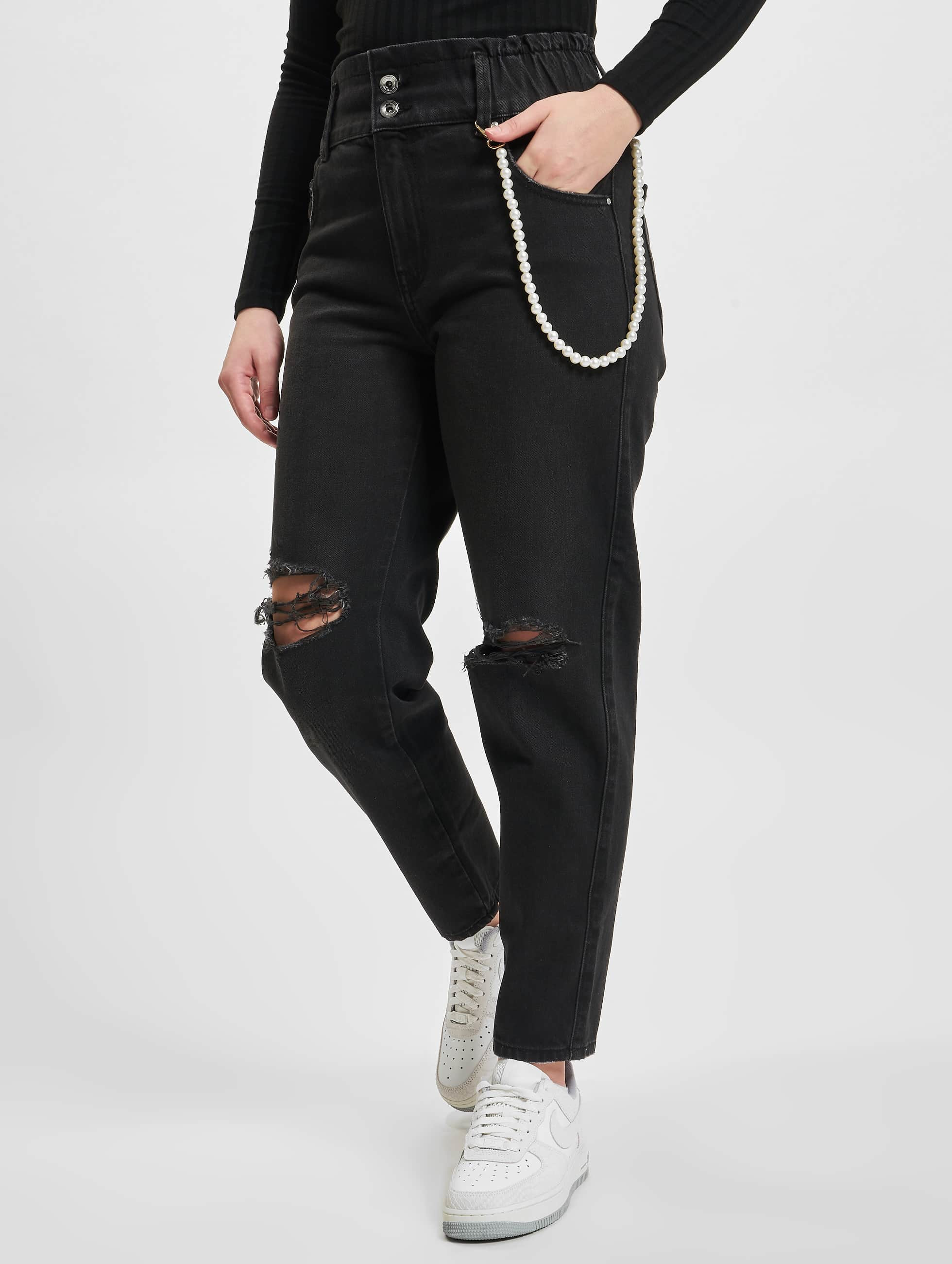 hold plast synet Only Jeans / High Waisted Jeans Lu Life Carrot Destroy in black 936579