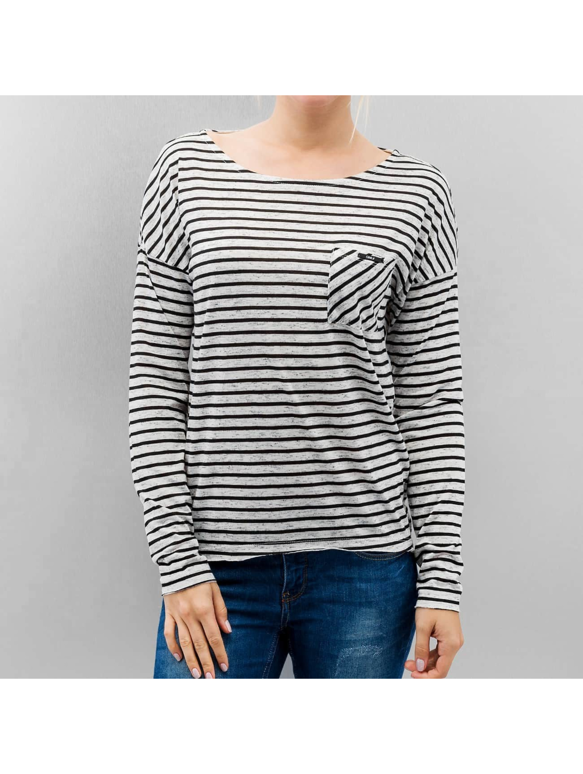 Only Haut / T-Shirt manches longues onlClare Pocket Stripes en blanc