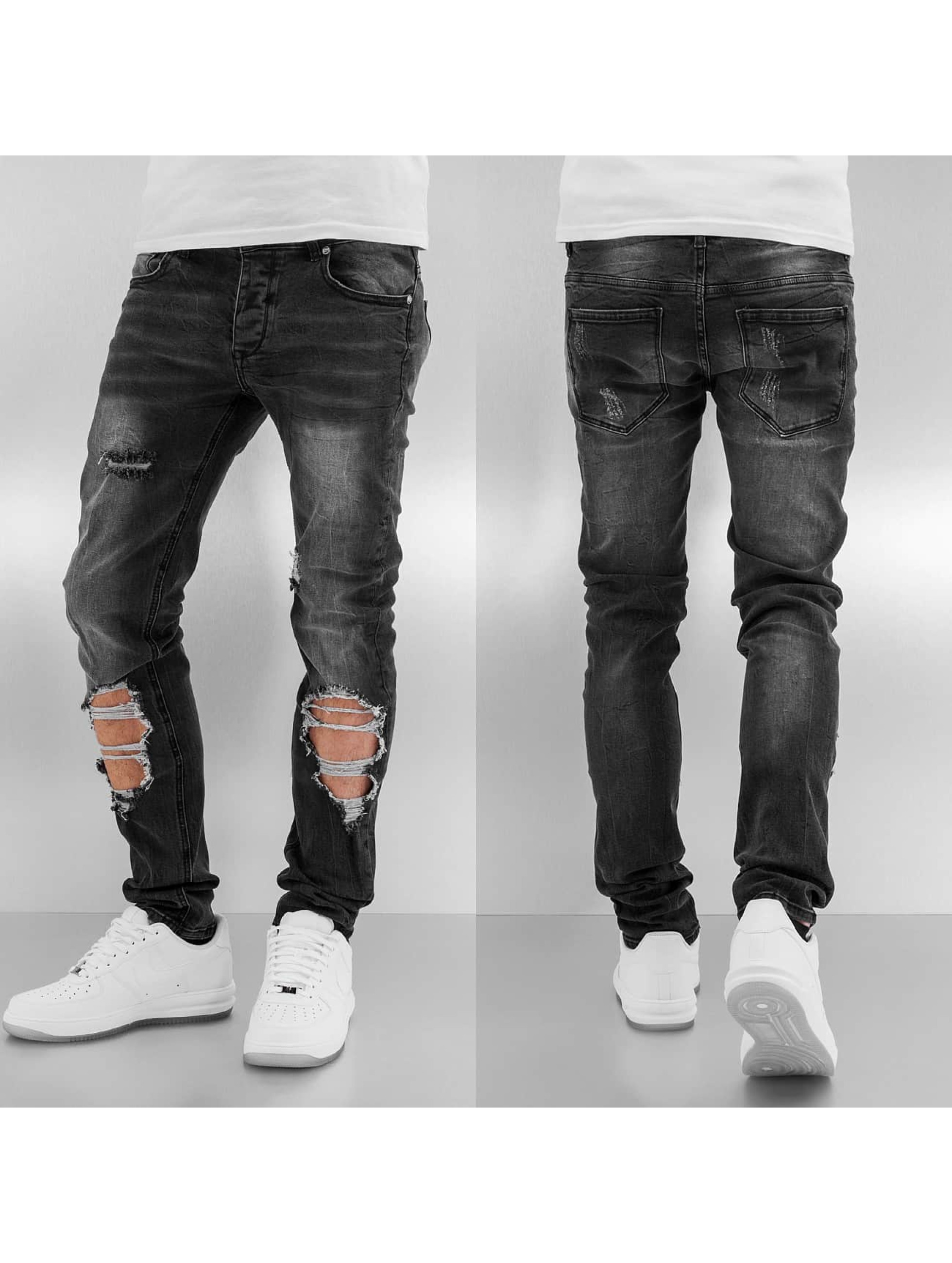 Jean / Jeans Straight Fit Destroyed en noir