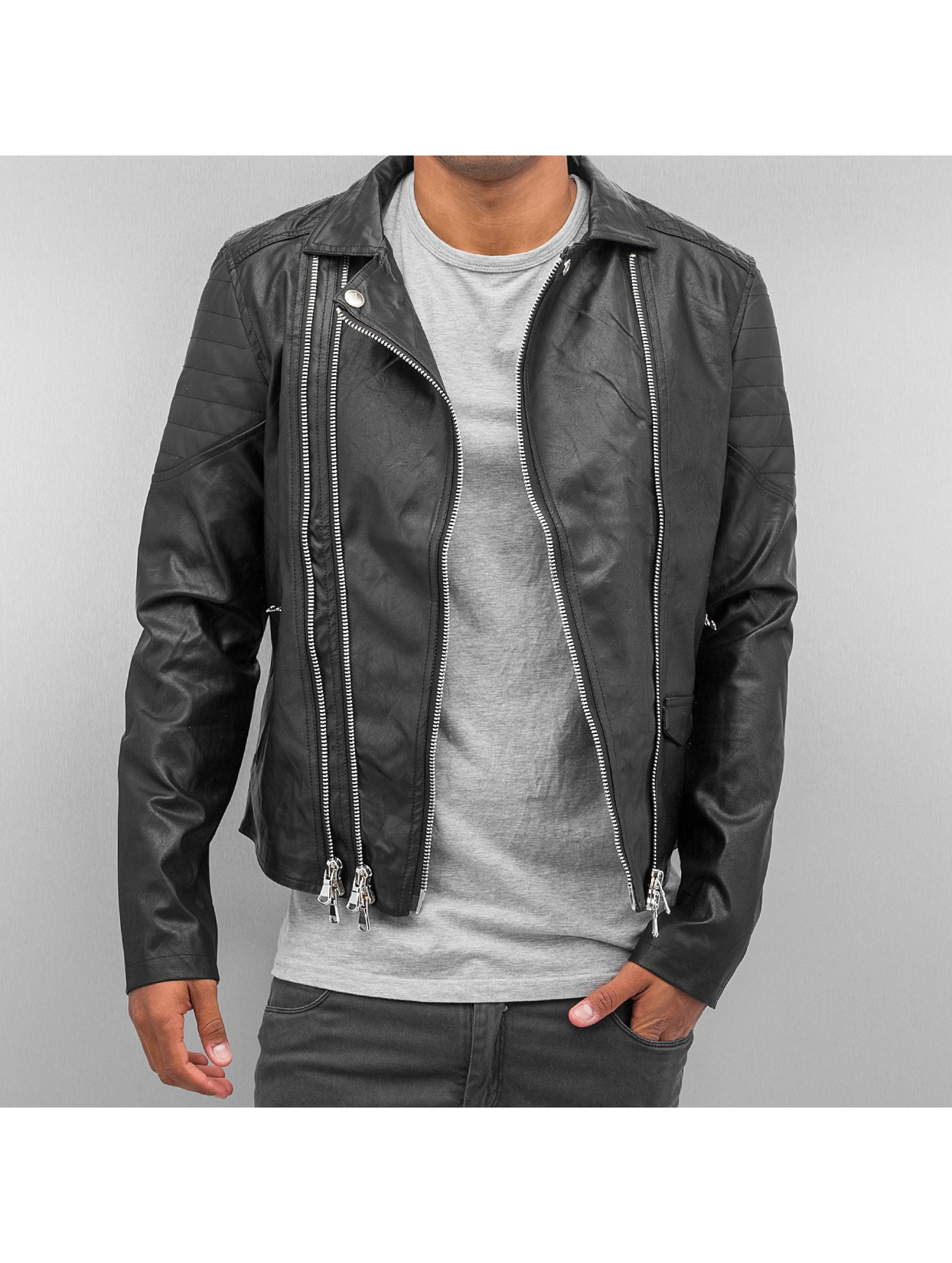 Lederjacke Leather in schwarz