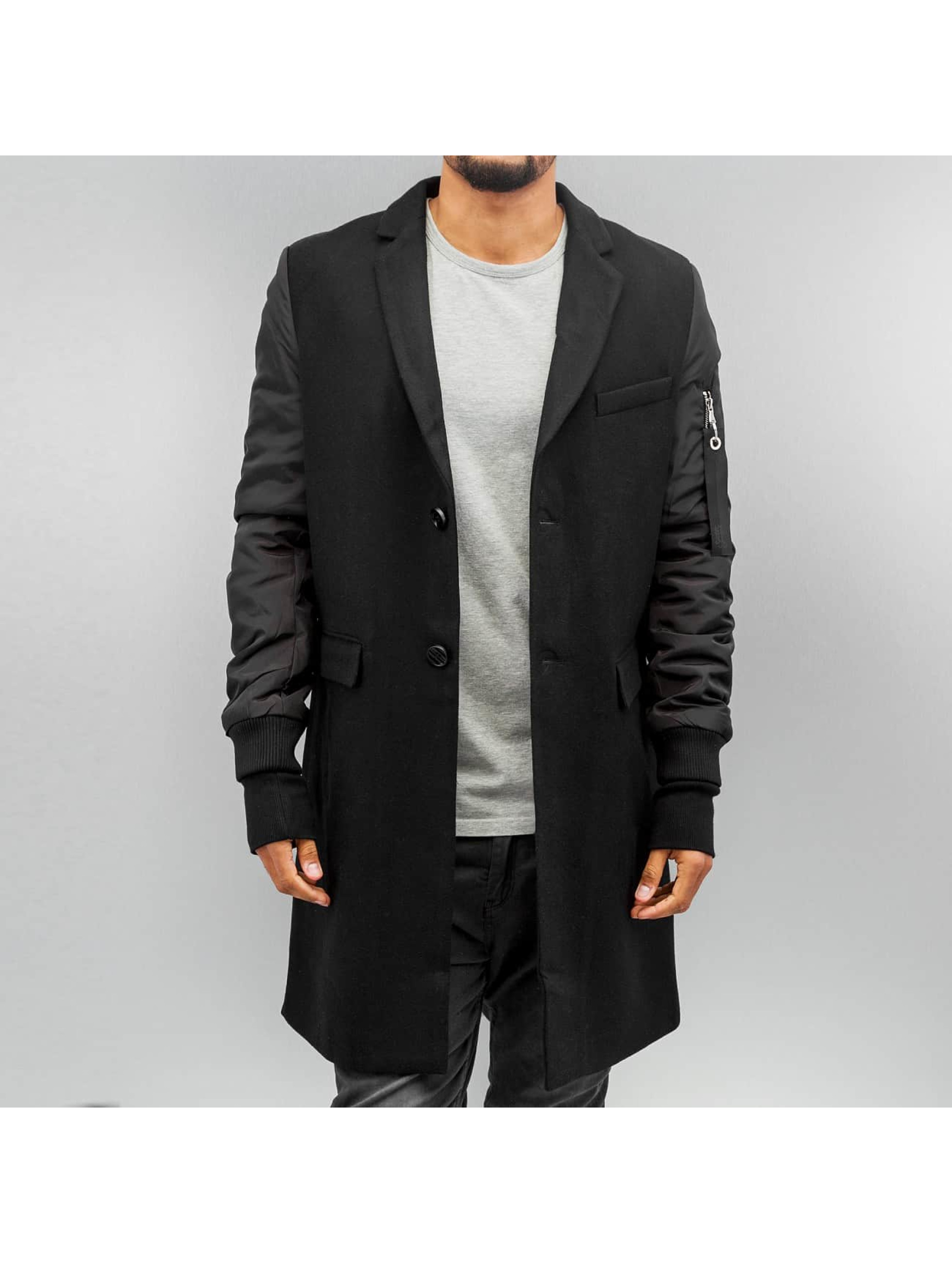 Mantel Mix Pu Leather in schwarz
