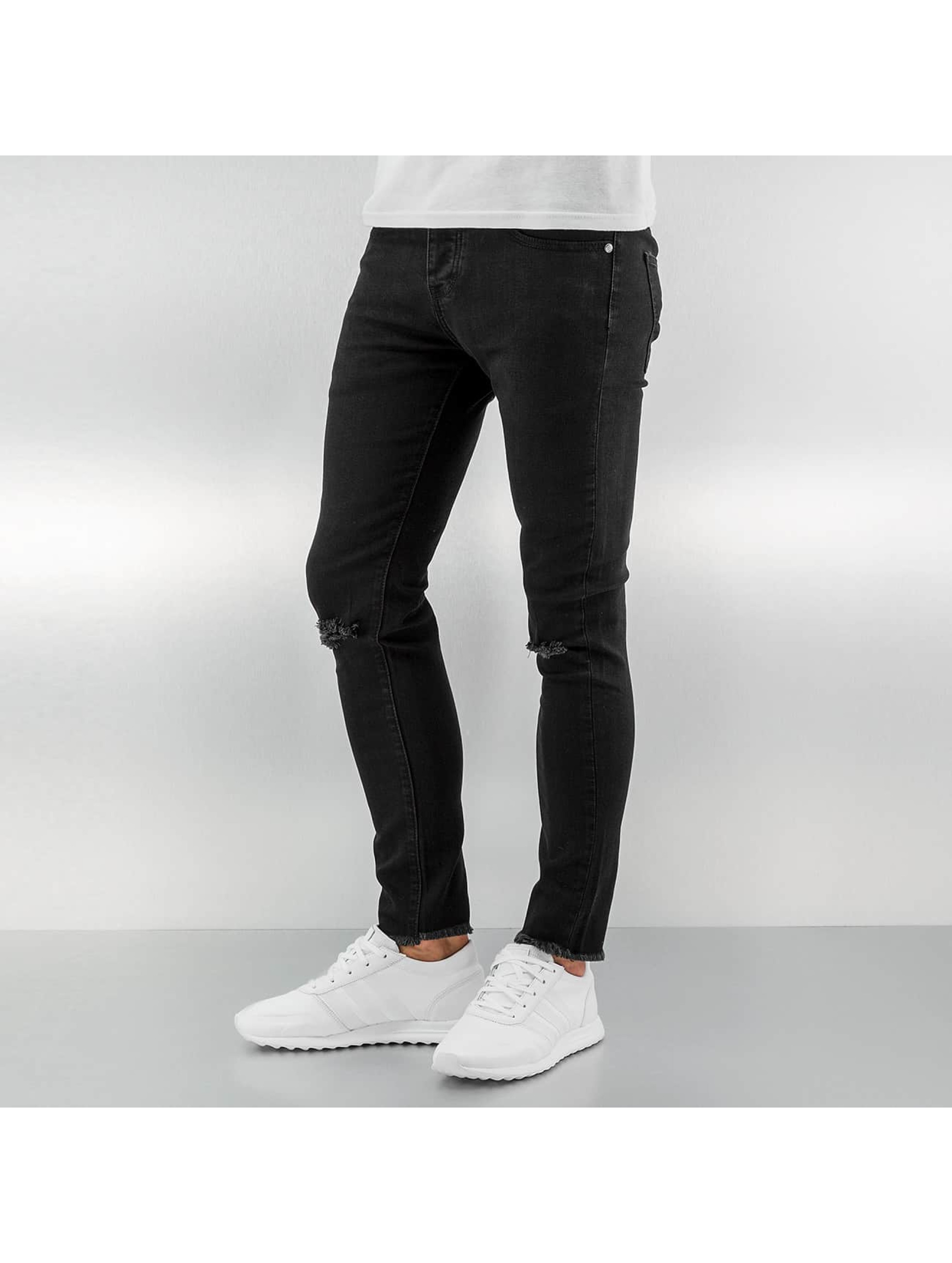 Skinny Jeans Knee Cut in schwarz
