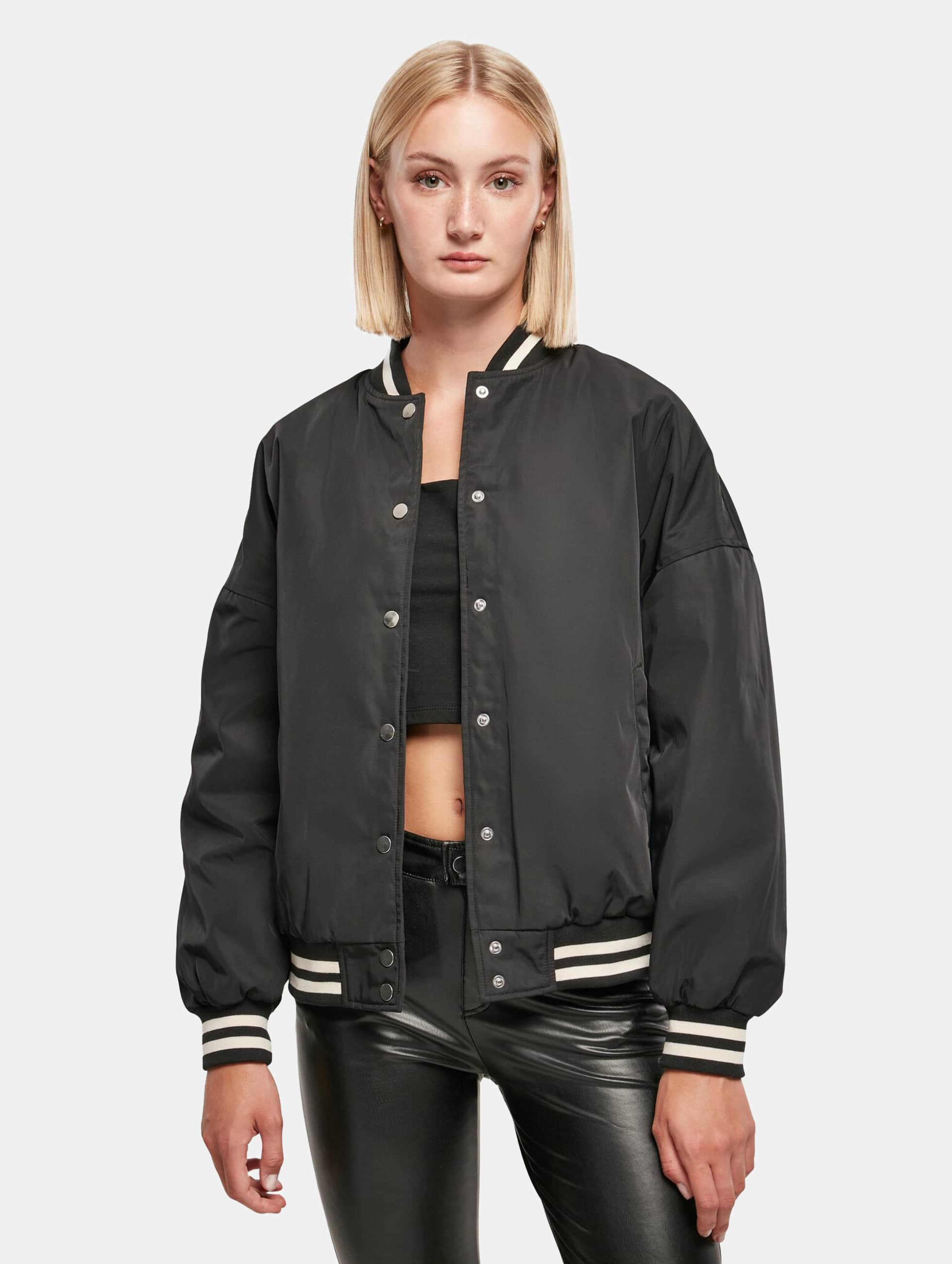 voering Verleiden Zoeken Urban Classics jas / Baseball jack Ladies Oversized Recycled in zwart 916993