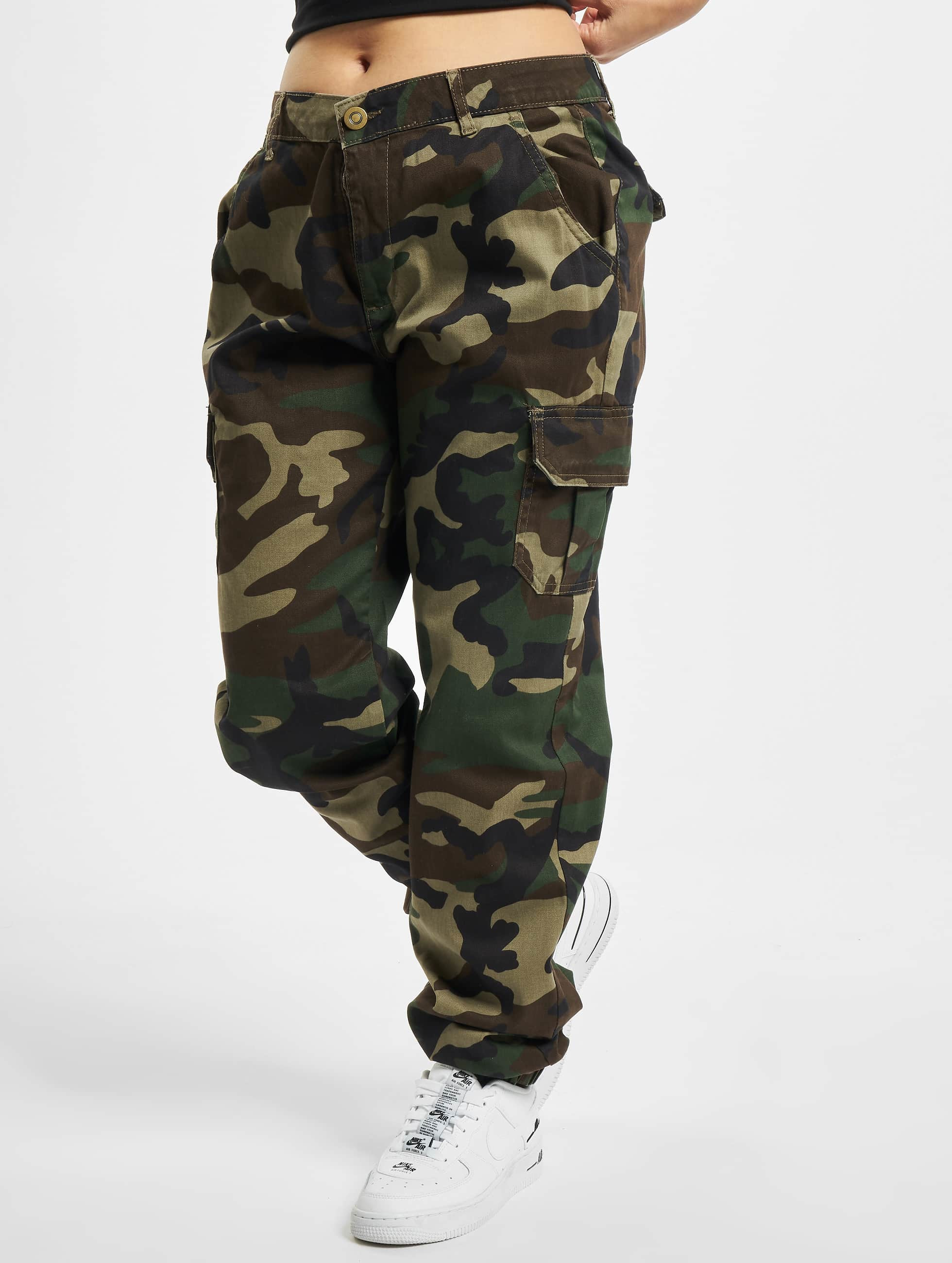 Duur Sanders nieuwigheid Urban Classics broek / Cargobroek Ladies High Waist Camo in camouflage  801230