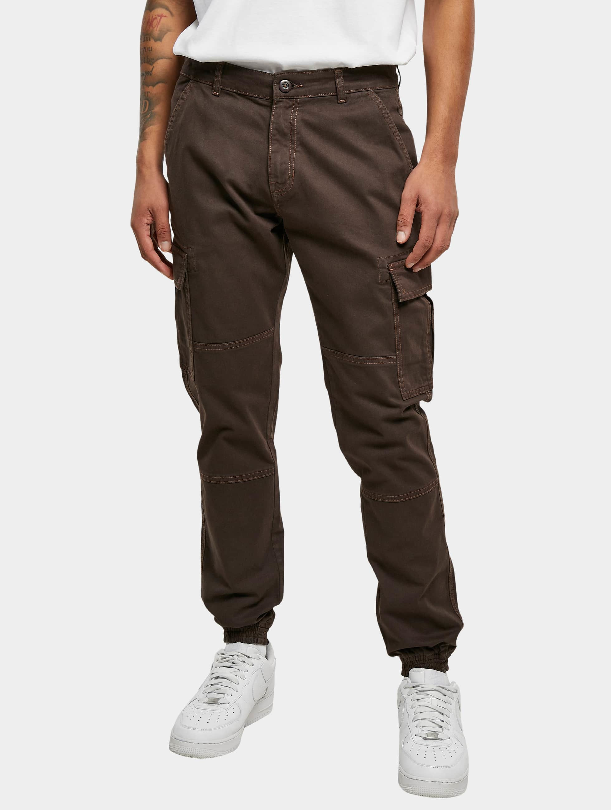 Urban Classics Herren Cargohose Washed Cargo Twill Jogging In Braun