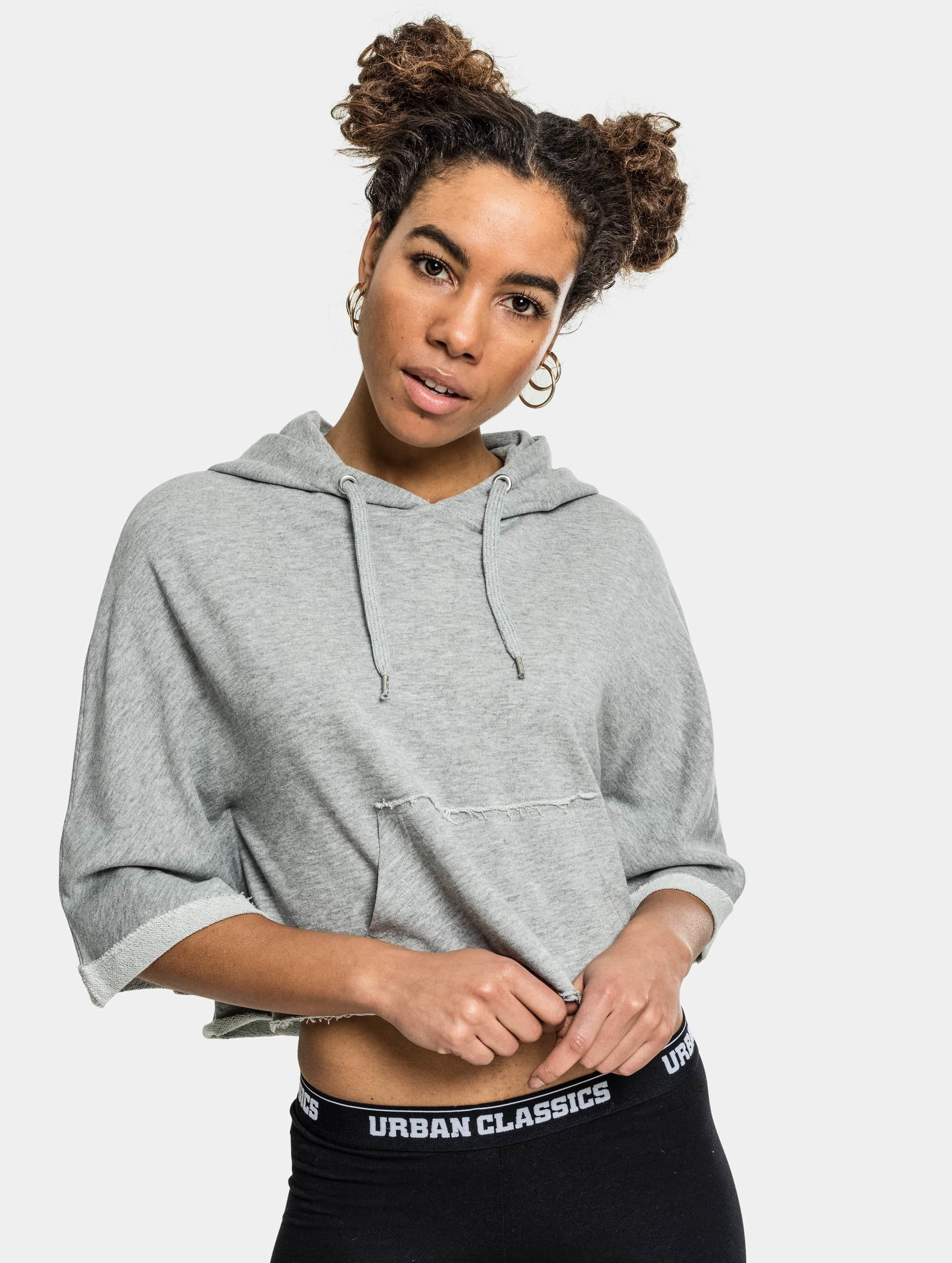 Hoody Cropped Poncho in grau