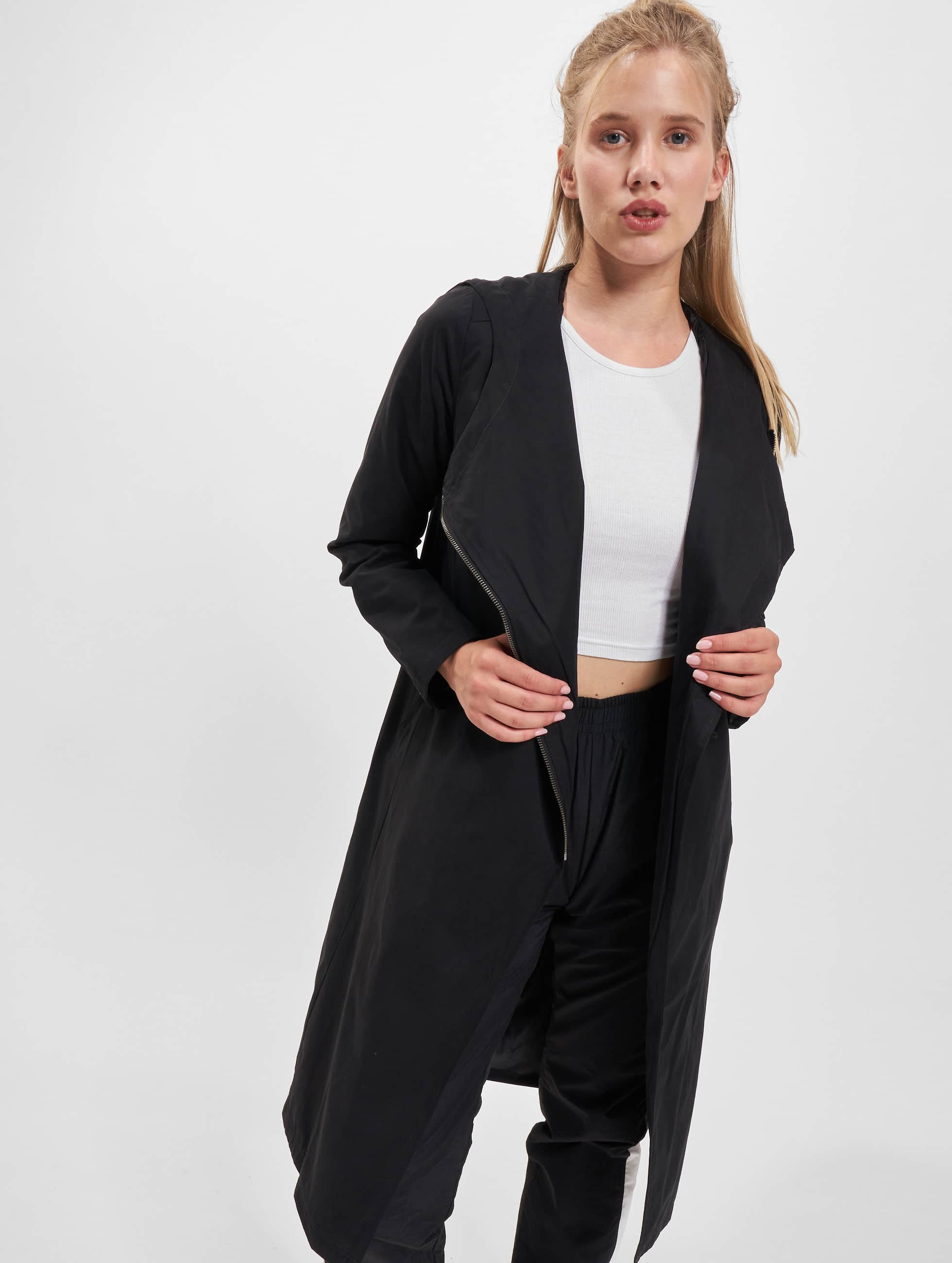 Mantel Ladies Peached Long Asymmetric in schwarz